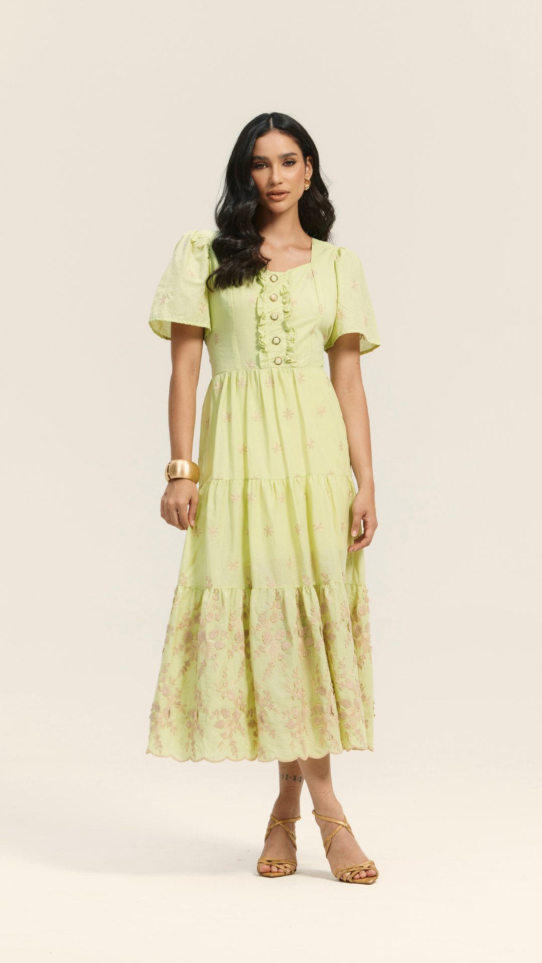 Vestido Longo Laise Bordado 3D - Sophi's Moda Feminina
