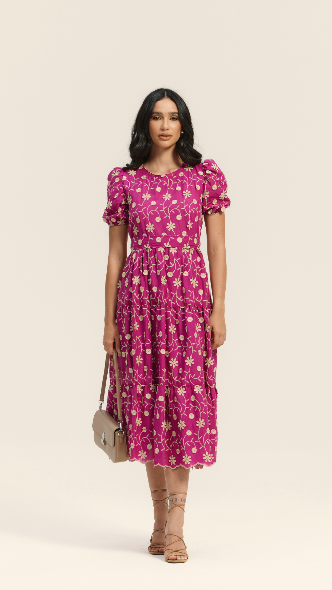 Vestido Longo Laise Bordado 3D - Sophi's Moda Feminina