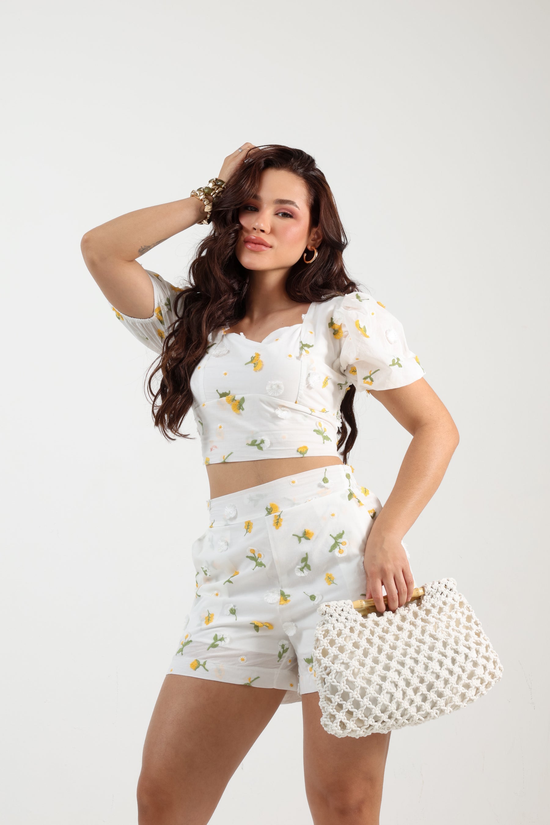Conjunto Curto Laise Bordado 3D