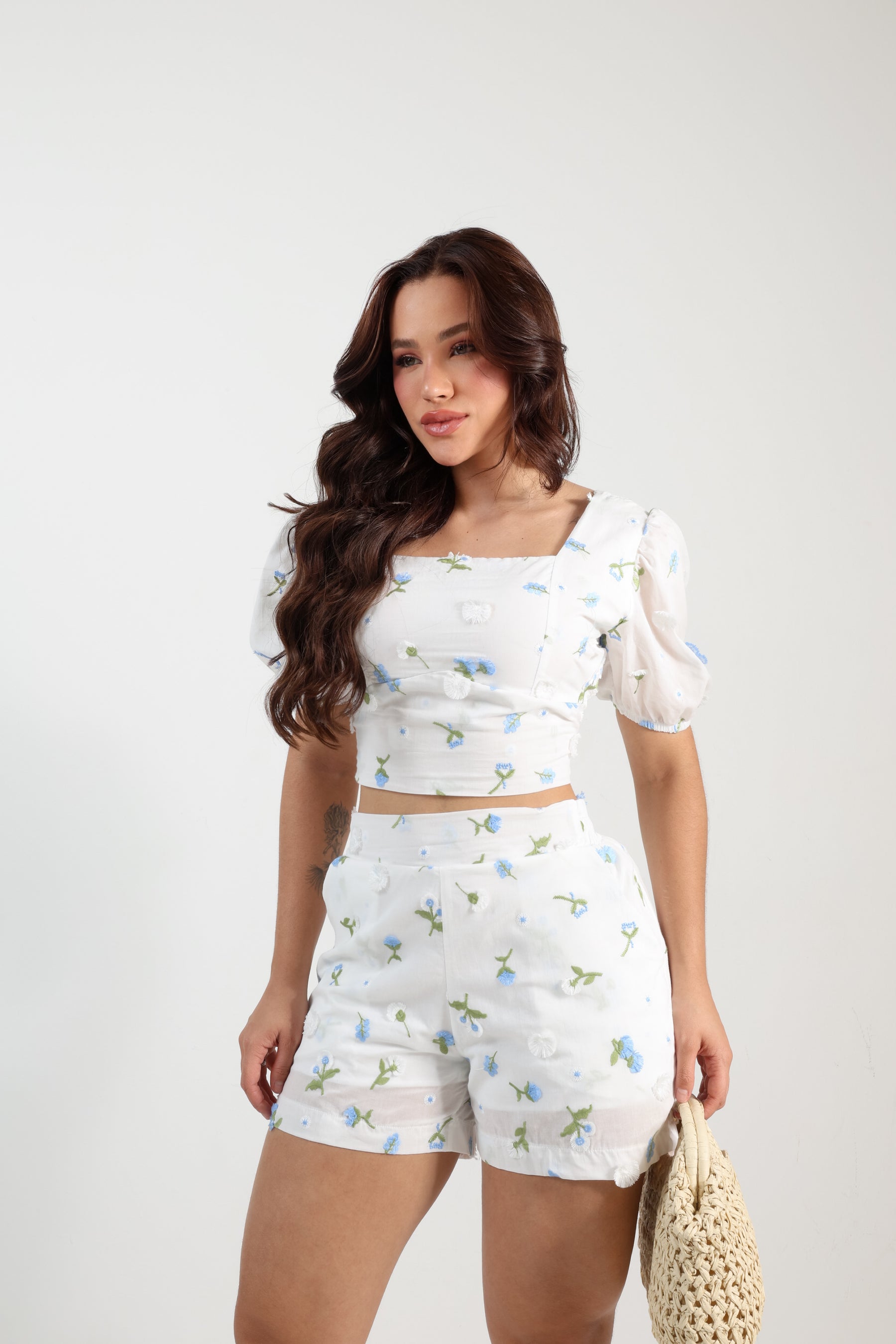 Conjunto Curto Laise Bordado 3D