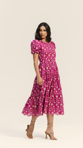Vestido Longo Laise Bordado 3D - Sophi's Moda Feminina