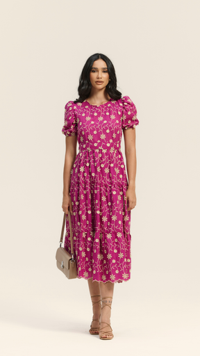 Vestido Longo Laise Bordado 3D - Sophi's Moda Feminina