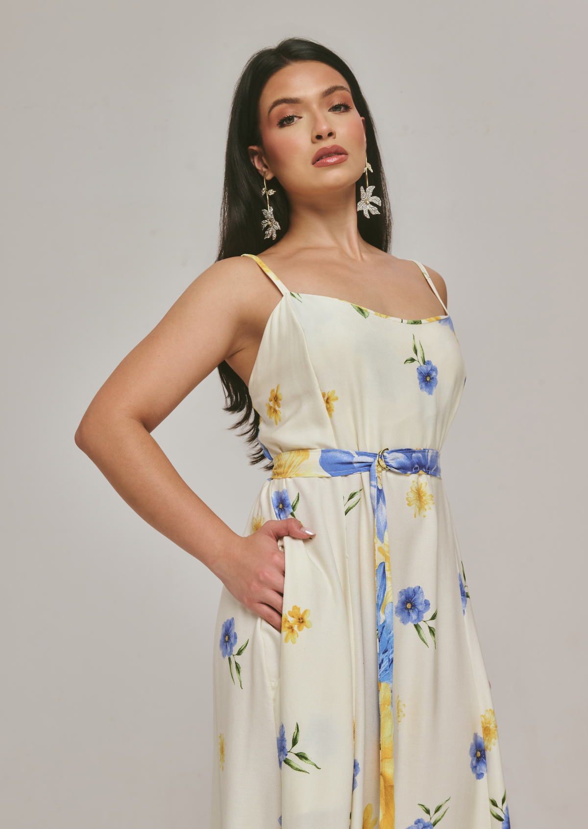 VESTIDO LONGO VISCOSE SARJA