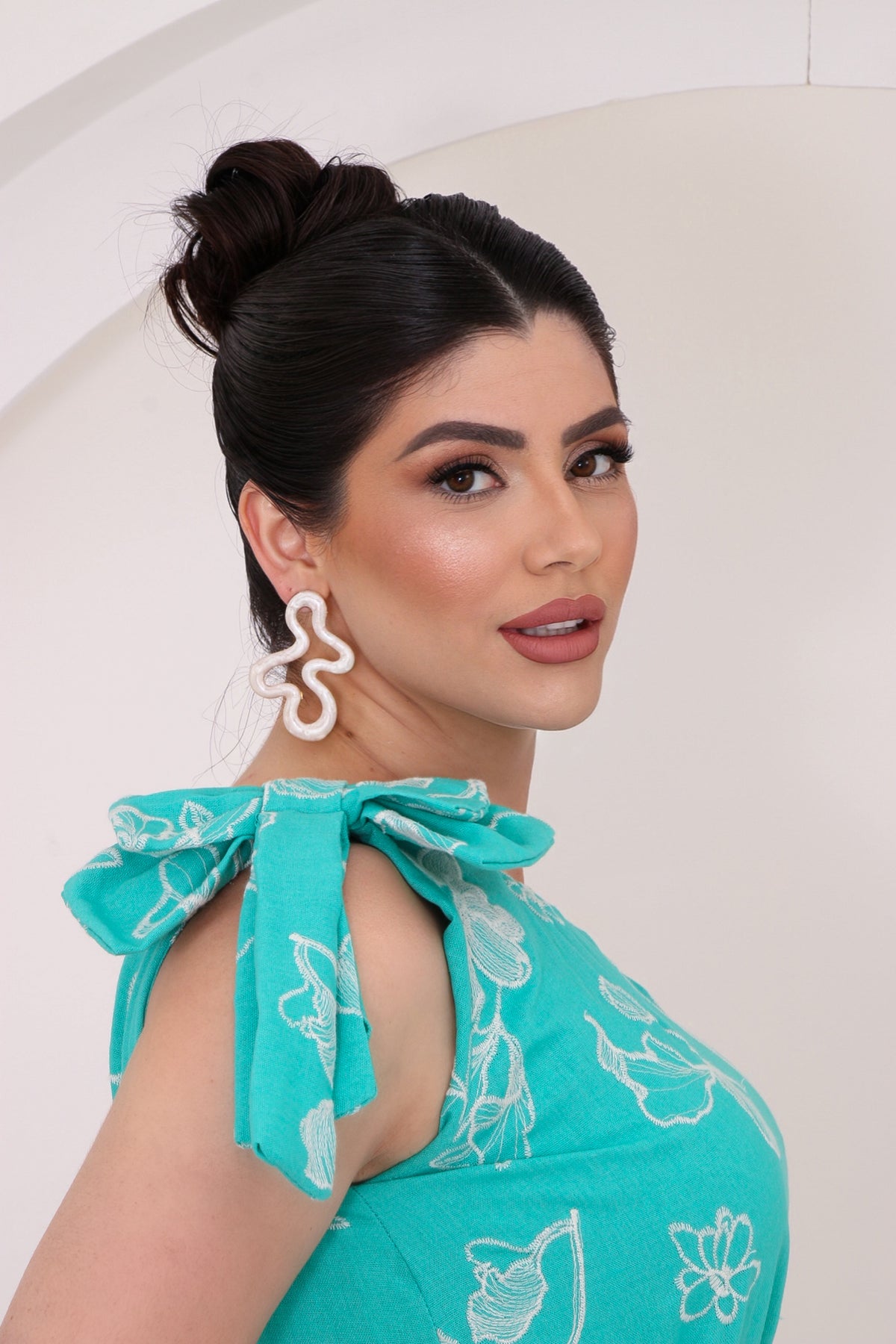 Vestido Curto Bordado Verde