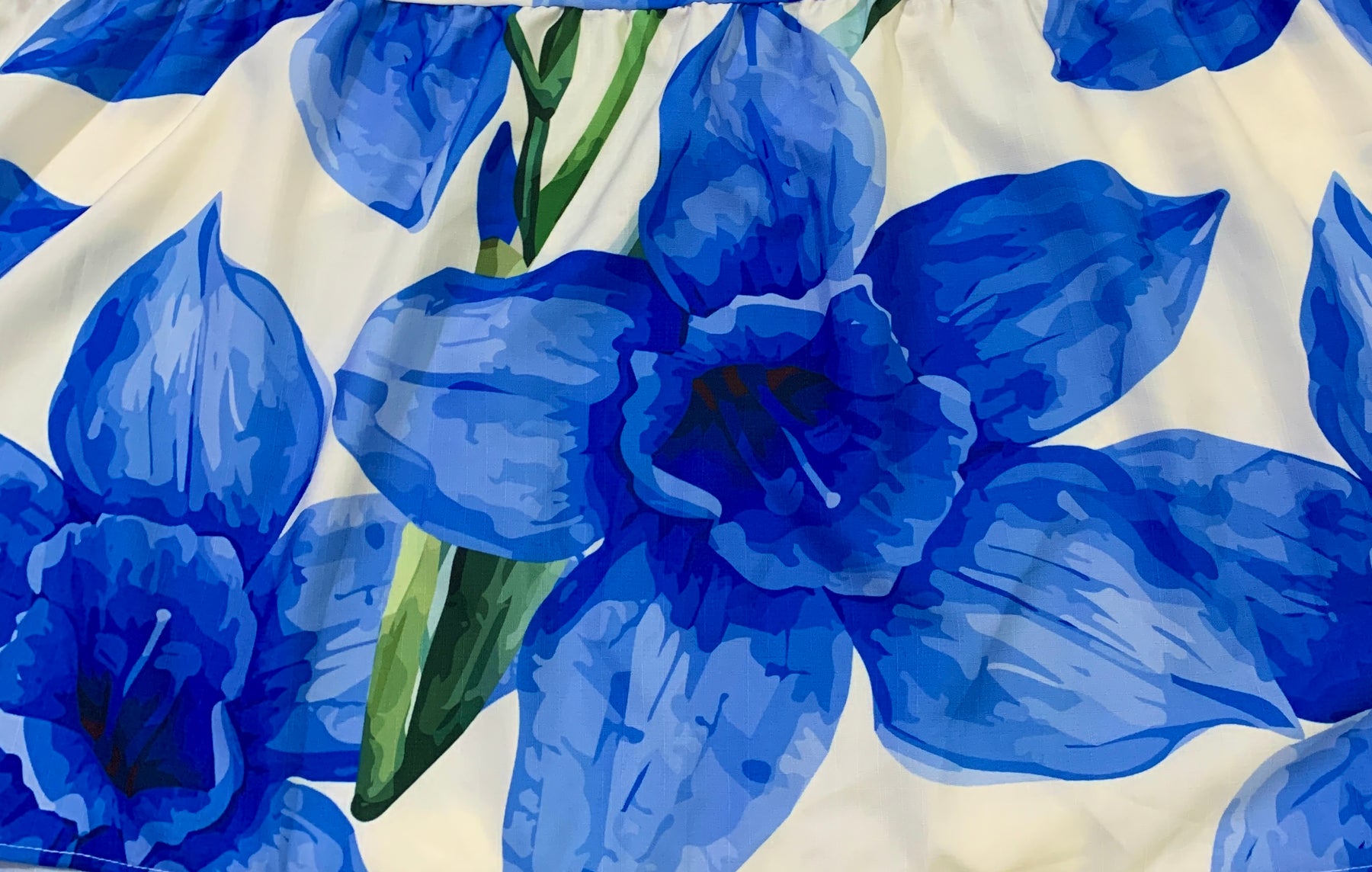 Vestido Longo Linho - Florido Azul