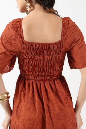 VESTIDO LONGO RECHILIEU ALGODÃO