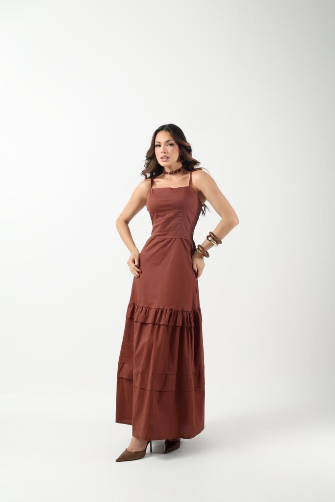 VESTIDO LONGO TRICOLINE