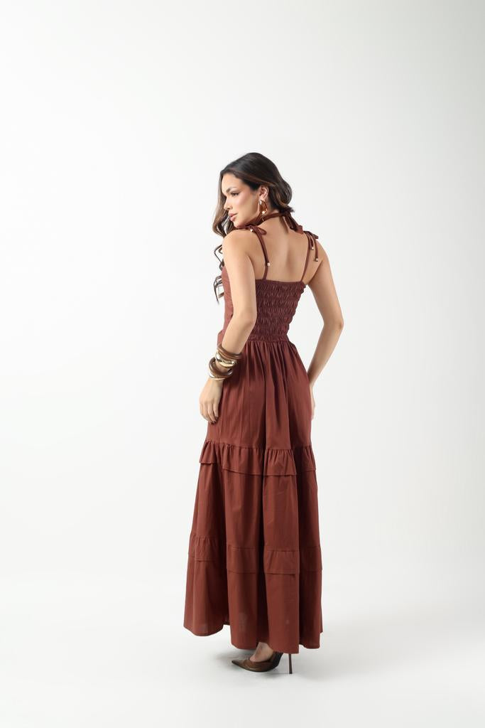 VESTIDO LONGO TRICOLINE