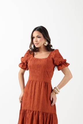 VESTIDO LONGO RECHILIEU ALGODÃO