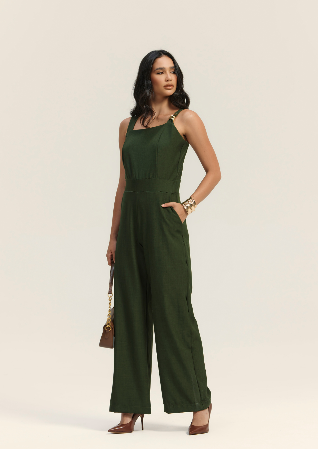 Macacão Longo Alfaiataria Twill - Sophi's Moda Feminina
